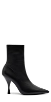 Larroude Mini Georgia Boot Black Stretch Leather In Black
