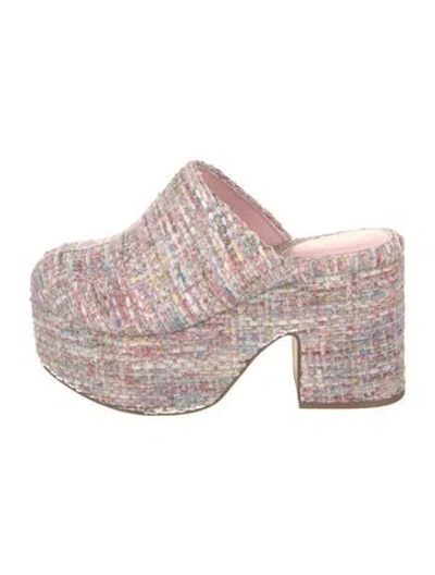 Pre-owned Larroude Miso Clog 'tulip Velvet' Tweed Mules In Pink