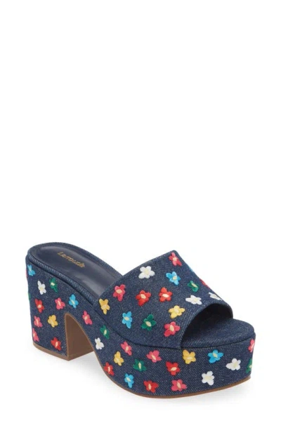 Larroude Miso Platform Sandal In Blue Multi