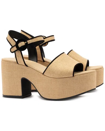 Larroude Larroudé Miso Raffia & Leather Sandal In Brown