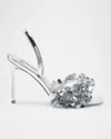 Larroude Morgan Metallic Confetti Slingback Sandals In Silver