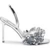 Larroude Morgan Metallic Confetti Slingback Sandals In Silver