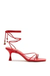 Larroude Women's Nadia Square Toe Strappy Mid Heel Sandals In Red