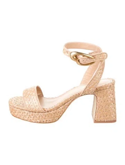 Pre-owned Larroude Ostrich Espadrilles In Neutral