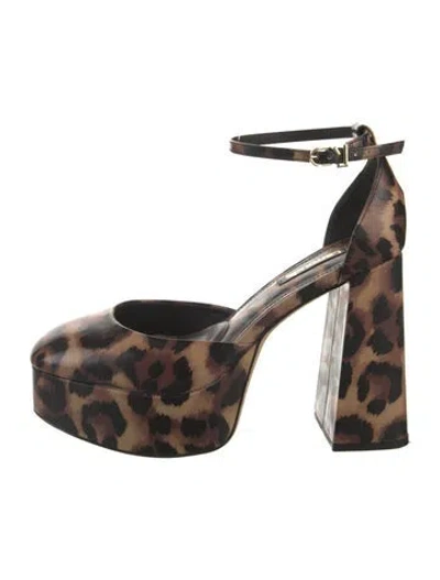 Pre-owned Larroude Patent Leather Animal Print D'orsay Pumps In Brown