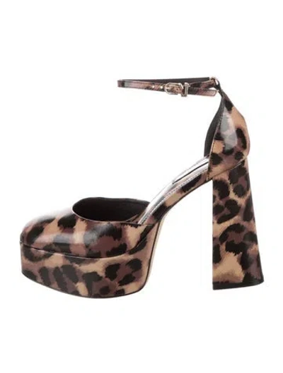 Pre-owned Larroude Patent Leather Animal Print Pumps In Neutrals