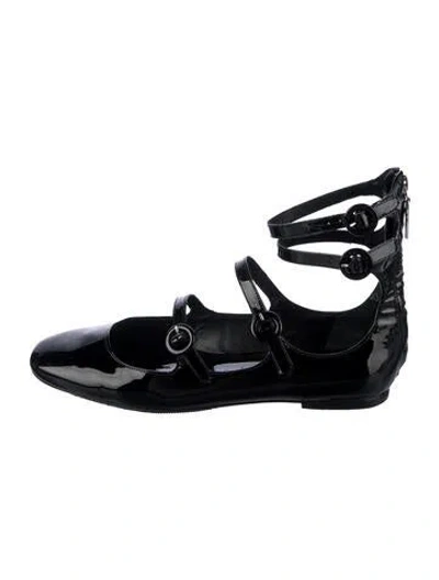 Pre-owned Larroude Patent Leather Ballet Flats In Black