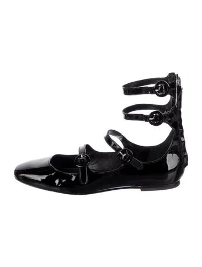 Pre-owned Larroude Patent Leather Ballet Flats In Black
