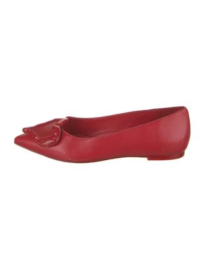 Pre-owned Larroude Patent Leather Ballet Flats In Red