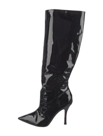 Pre-owned Larroude Patent Leather Boots In Black