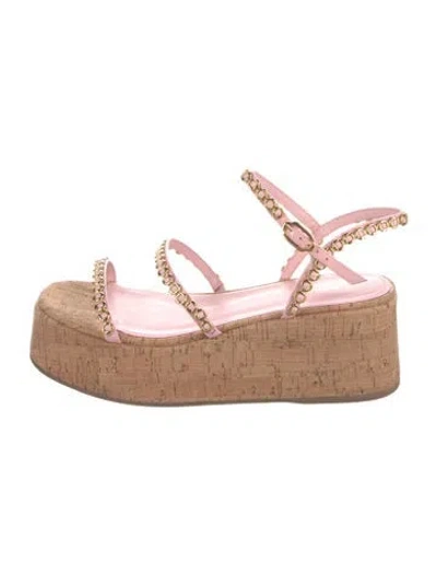 Pre-owned Larroude Patent Leather Chain-link Accents Sandals In Pink