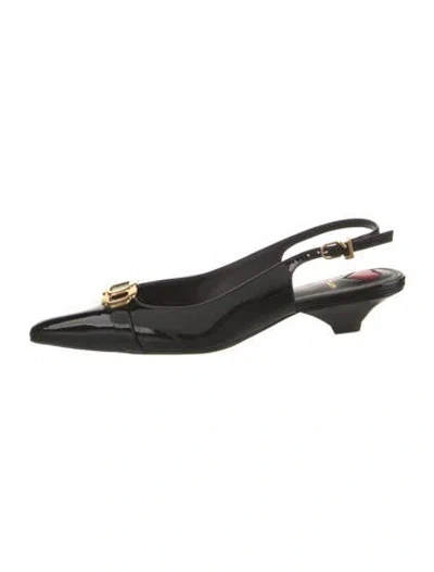 Pre-owned Larroude Patent Leather Chain-link Accents Slingback Pumps In Black