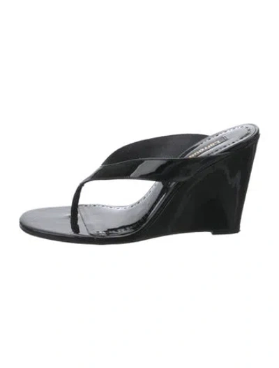 Pre-owned Larroude Patent Leather Flip Flops In Black