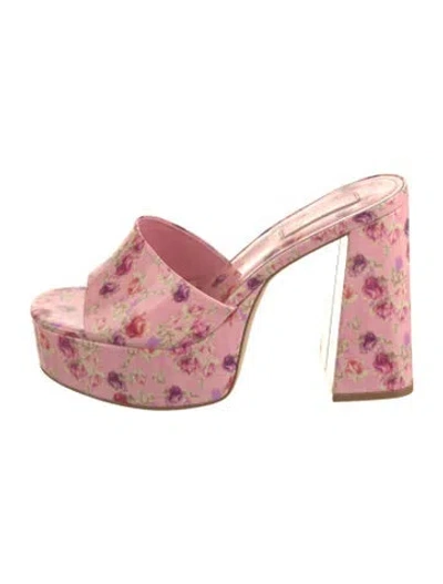 Pre-owned Larroude Patent Leather Floral Print Mules In Pink