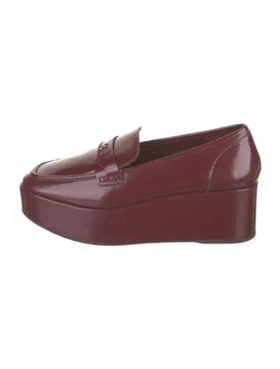 Pre-owned Larroude Patent Leather Loafers In Burgundy