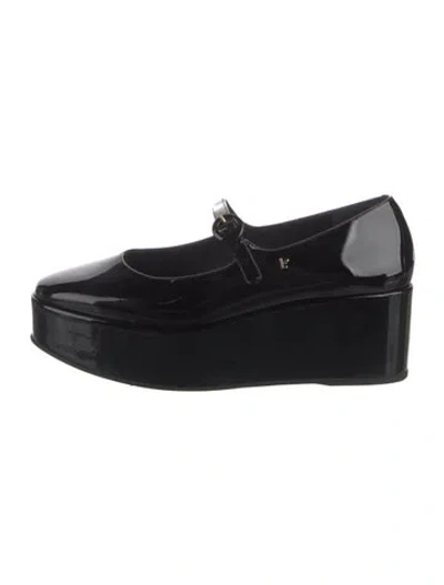 Pre-owned Larroude Patent Leather Mary Jane Flats In Black