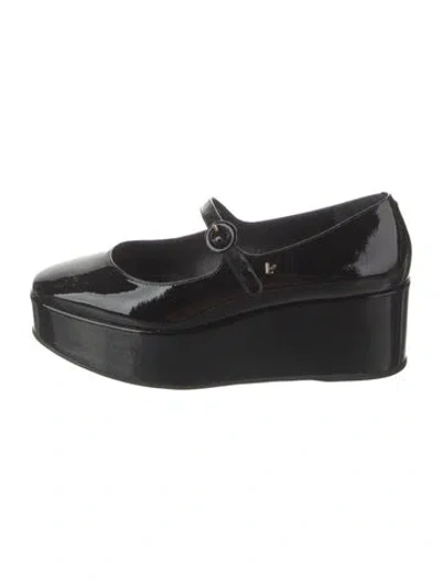 Pre-owned Larroude Patent Leather Mary Jane Flats In Black