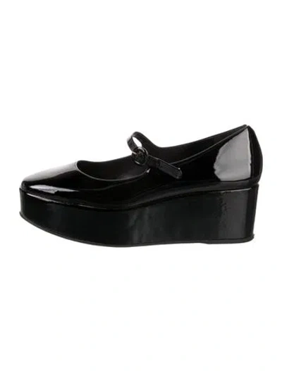 Pre-owned Larroude Patent Leather Mary Jane Flats In Black
