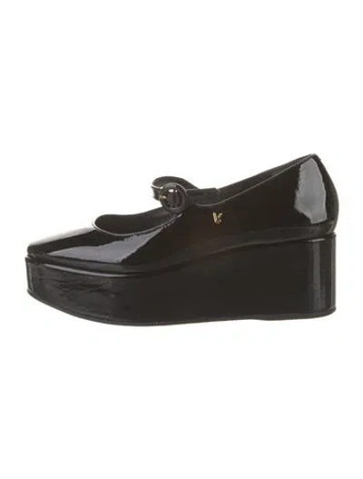 Pre-owned Larroude Patent Leather Mary Jane Flats In Black