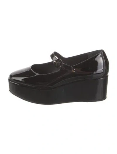 Pre-owned Larroude Patent Leather Mary Jane Flats In Black