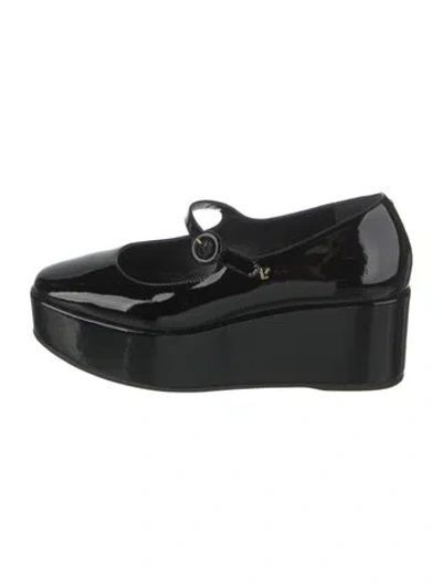 Pre-owned Larroude Patent Leather Mary Jane Flats In Black