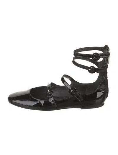 Pre-owned Larroude Patent Leather Mary Jane Flats In Black