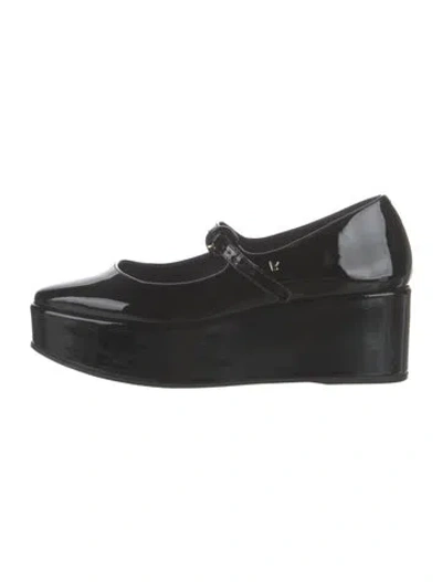Pre-owned Larroude Patent Leather Mary Jane Flats In Black