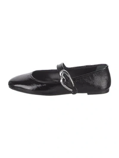 Pre-owned Larroude Patent Leather Mary Jane Flats In Black