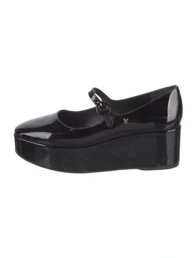 Pre-owned Larroude Patent Leather Mary Jane Flats In Black