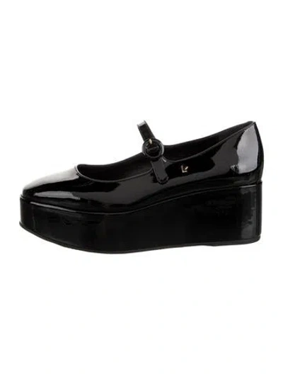 Pre-owned Larroude Patent Leather Mary Jane Flats In Black