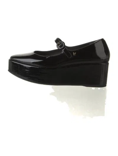 Pre-owned Larroude Patent Leather Mary Jane Flats In Black/white