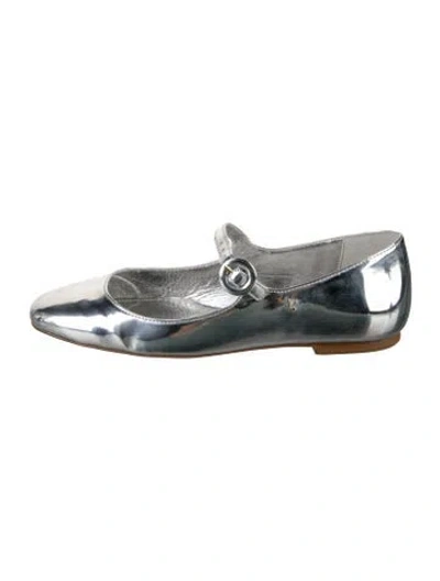Pre-owned Larroude Patent Leather Mary Jane Flats In Metallic