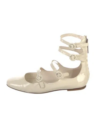 Pre-owned Larroude Patent Leather Mary Jane Flats In Neutral
