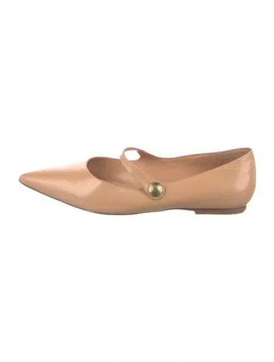 Pre-owned Larroude Patent Leather Mary Jane Flats In Neutral
