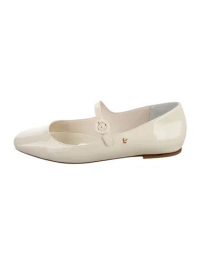 Pre-owned Larroude Patent Leather Mary Jane Flats In Neutral