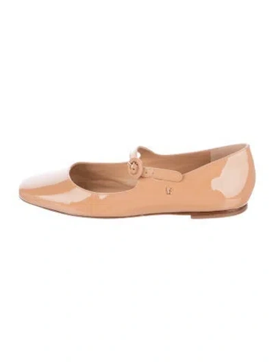 Pre-owned Larroude Patent Leather Mary Jane Flats In Neutral
