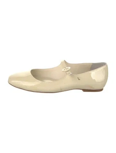 Pre-owned Larroude Patent Leather Mary Jane Flats In Neutral