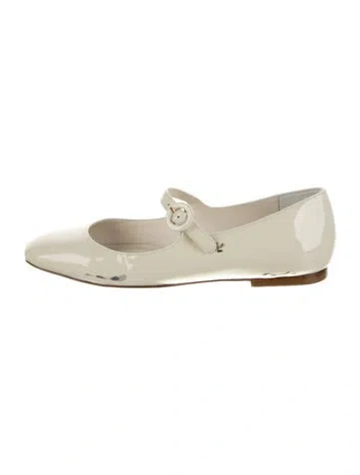 Pre-owned Larroude Patent Leather Mary Jane Flats In Neutral