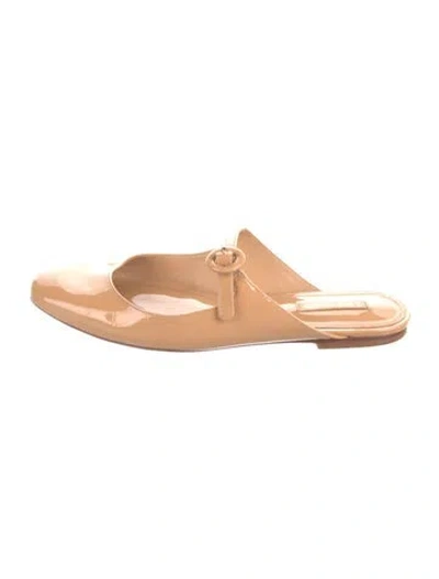 Pre-owned Larroude Patent Leather Mary Jane Flats In Neutrals
