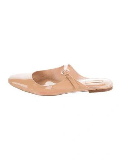 Pre-owned Larroude Patent Leather Mary Jane Flats In Neutrals