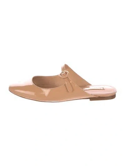 Pre-owned Larroude Patent Leather Mary Jane Flats In Neutrals