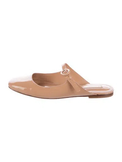 Pre-owned Larroude Patent Leather Mary Jane Flats In Neutrals