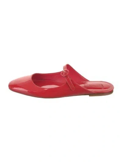 Pre-owned Larroude Patent Leather Mary Jane Flats In Red