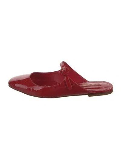 Pre-owned Larroude Patent Leather Mary Jane Flats In Red