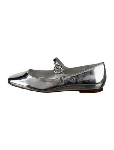 Pre-owned Larroude Patent Leather Mary Jane Flats In Silver