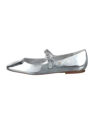 Pre-owned Larroude Patent Leather Mary Jane Flats In Silver