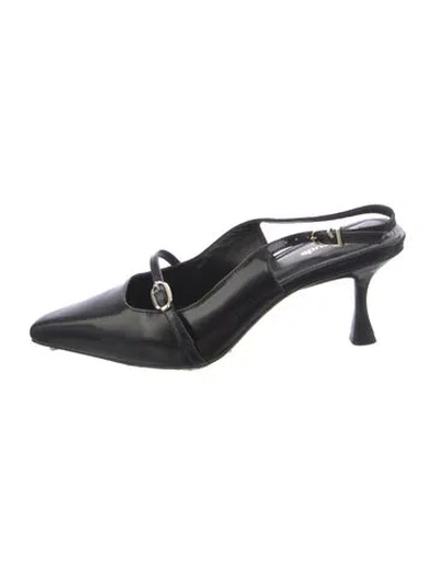 Pre-owned Larroude Patent Leather Mules In Black