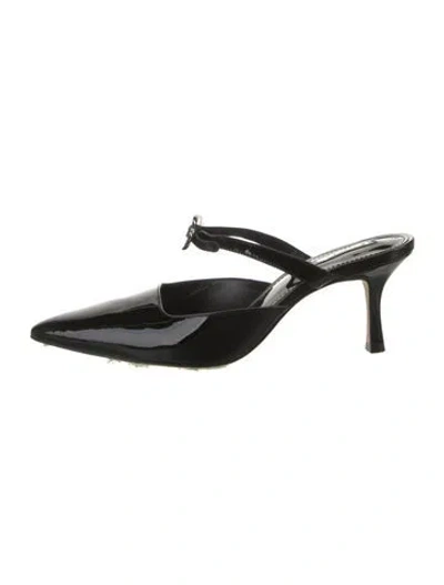 Pre-owned Larroude Patent Leather Mules In Black
