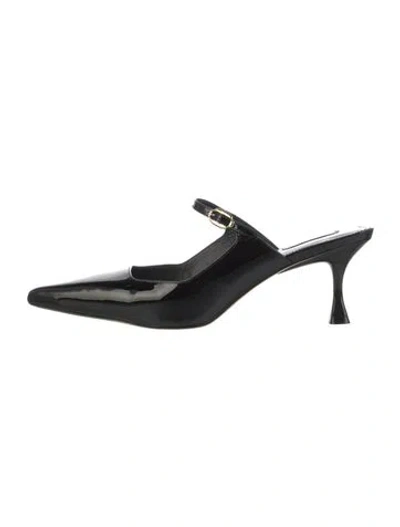 Pre-owned Larroude Patent Leather Mules In Black