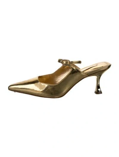 Pre-owned Larroude Patent Leather Mules In Gold